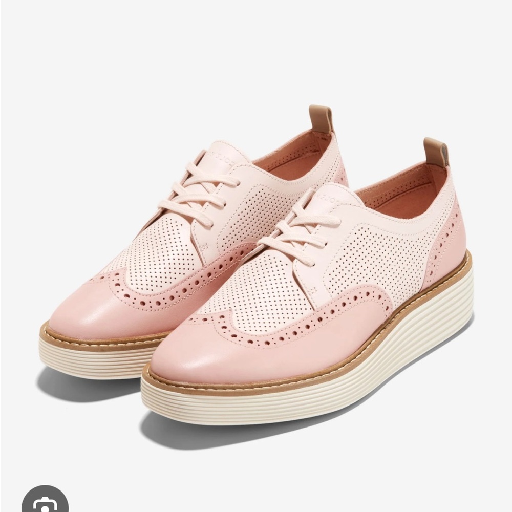 Cole Haan Grand Platform Wingtip Oxford Rosewater Lace Up Sneakers Size 8